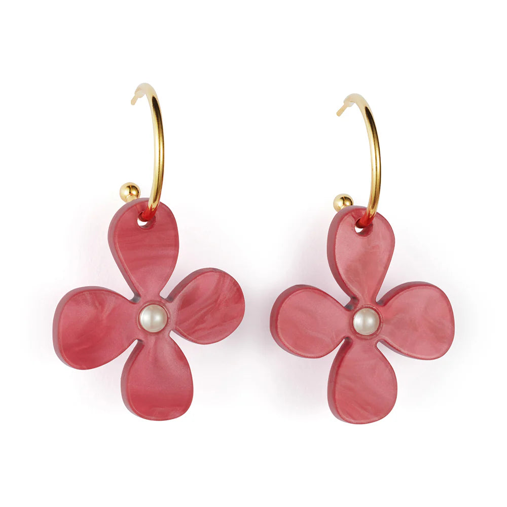 18K Daisy Hoop Earring