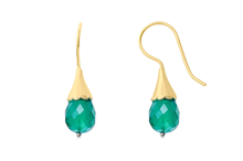 Load image into Gallery viewer, Flower Bud Green Onyx Drop Earrings
