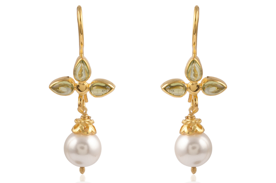 Fifi Peridot & Pearl Earrings
