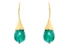 Load image into Gallery viewer, Flower Bud Green Onyx Drop Earrings
