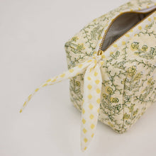 Load image into Gallery viewer, Organic Cotton Toiletry Bag (Small) - Floral Lattice Buttercream
