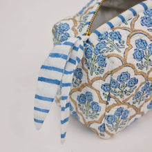 Load image into Gallery viewer, Organic Cotton Toiletry Bag (Small) - Trellis Indigo
