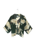 Load image into Gallery viewer, Stork Forest Green Kimono One Hundred Stars
