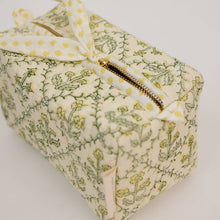 Load image into Gallery viewer, Organic Cotton Toiletry Bag (Small) - Floral Lattice Buttercream
