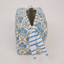 Load image into Gallery viewer, Organic Cotton Toiletry Bag (Small) - Trellis Indigo
