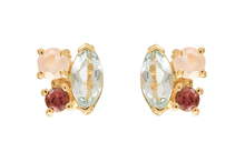 Load image into Gallery viewer, Juliet Blue Topaz, Tourmaline &amp; Rose Quartz Stud Earrings
