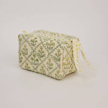 Load image into Gallery viewer, Organic Cotton Toiletry Bag (Small) - Floral Lattice Buttercream
