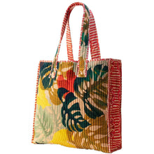 Load image into Gallery viewer, Powder UK Exotic Leaves Luxe Velvet Quilted Tote Bag
