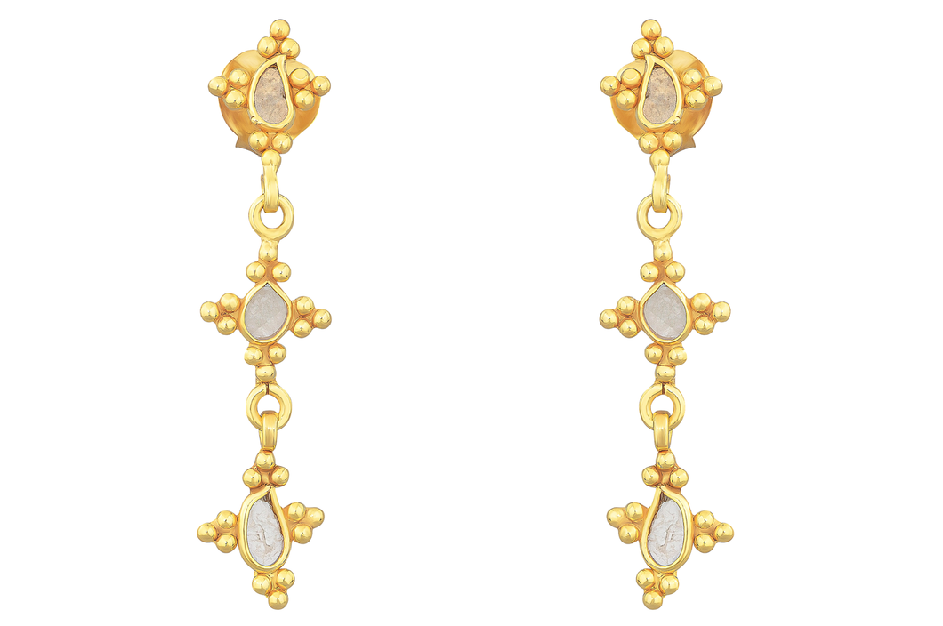 Delhi Diamond Starburst Line Earrings