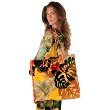 Load image into Gallery viewer, Powder UK Exotic Leaves Luxe Velvet Quilted Tote Bag
