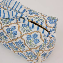 Load image into Gallery viewer, Organic Cotton Toiletry Bag (Small) - Trellis Indigo
