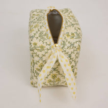 Load image into Gallery viewer, Organic Cotton Toiletry Bag (Small) - Floral Lattice Buttercream

