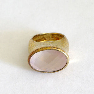 Rose Quartz Silver Gilt Ring