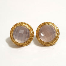 Load image into Gallery viewer, Large Silver Gilt Earrings with Rose Quartz
