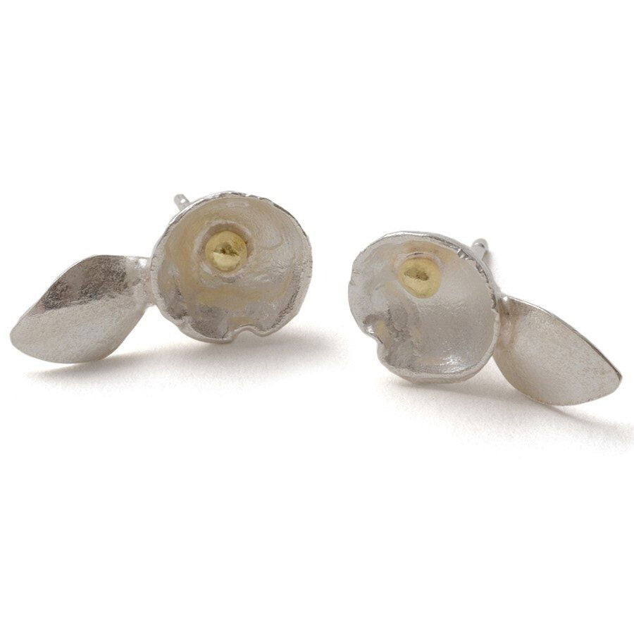 Shimara Carlow Small Acorn Cup Studs with Silver Leaf