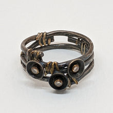 Load image into Gallery viewer, Adele Taylor Oxidised Silver Wrap Ring with 3 Diamonds

