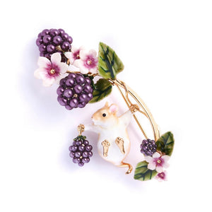 Blackberry & Mouse Brooch